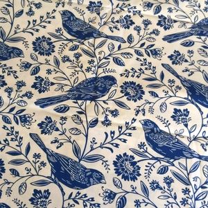 5 yd piece Blue and White bird craft cotton material "chirp" for RJR fabrics